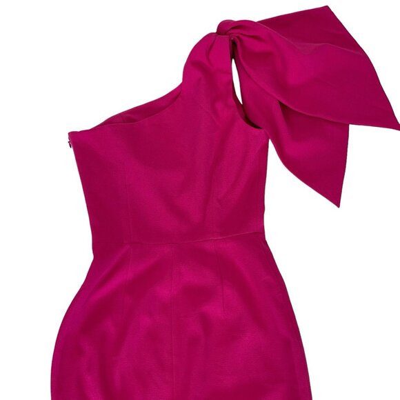 Dress The Population Tiffany Dress XXS Bright Fuchsia One Shoulder Midi - Picture 7 of 12